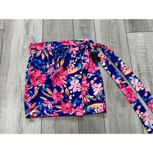Boutique Hawaiian floral wraparound miniskirt size S